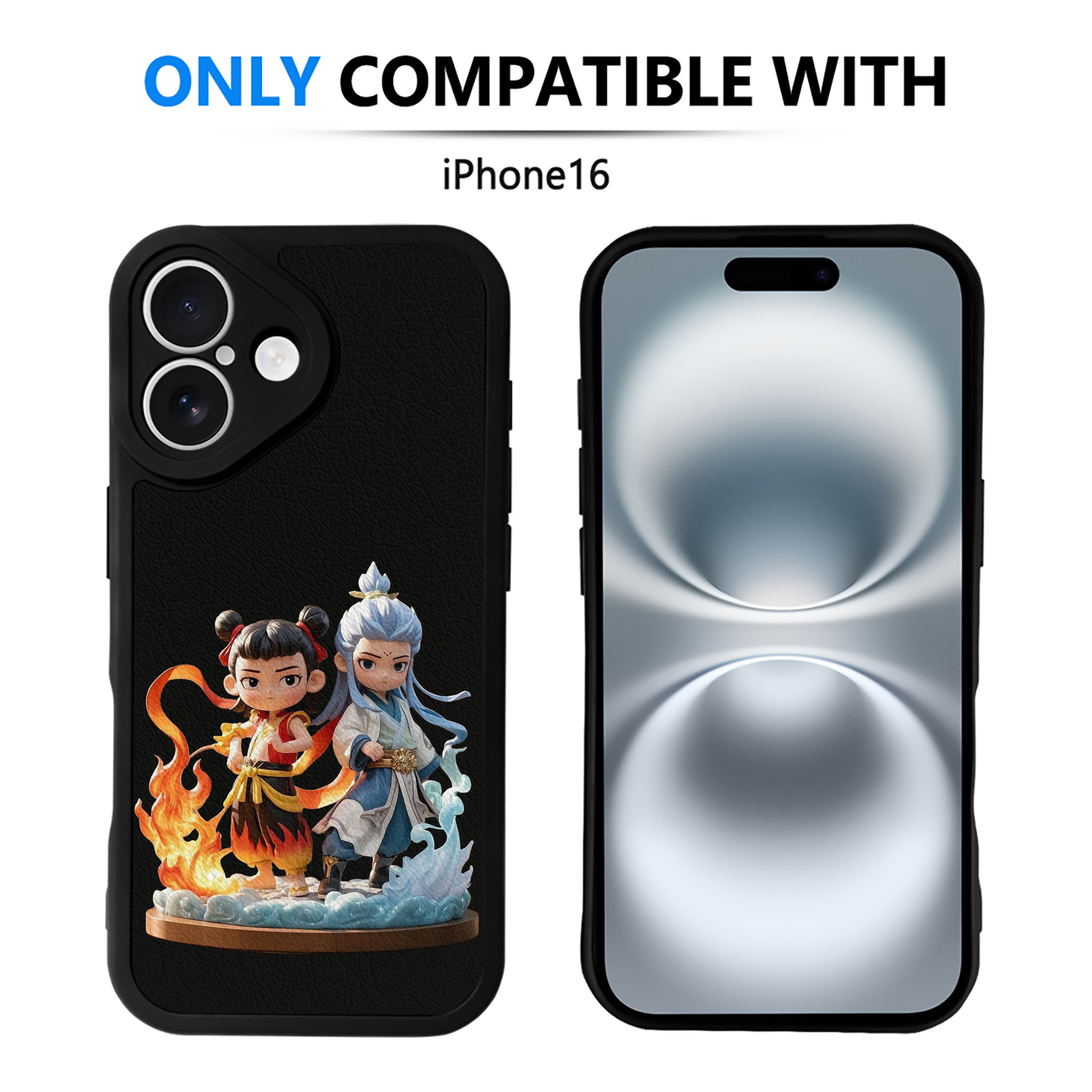 （画像用） Ne Zha 2 ナタ 魔童の大暴れ 【iPhone 16シリーズ対応】シリコンスマホケース（レザー調） 材質：シリコン